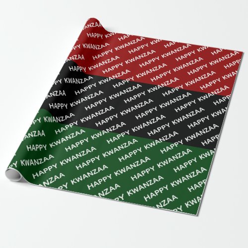 Happy Kwanzaa Red Black Green Pan African  Wrapping Paper