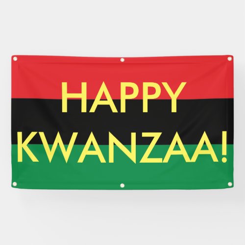 Happy Kwanzaa Red Black Green RBG UNIA Flag Banner