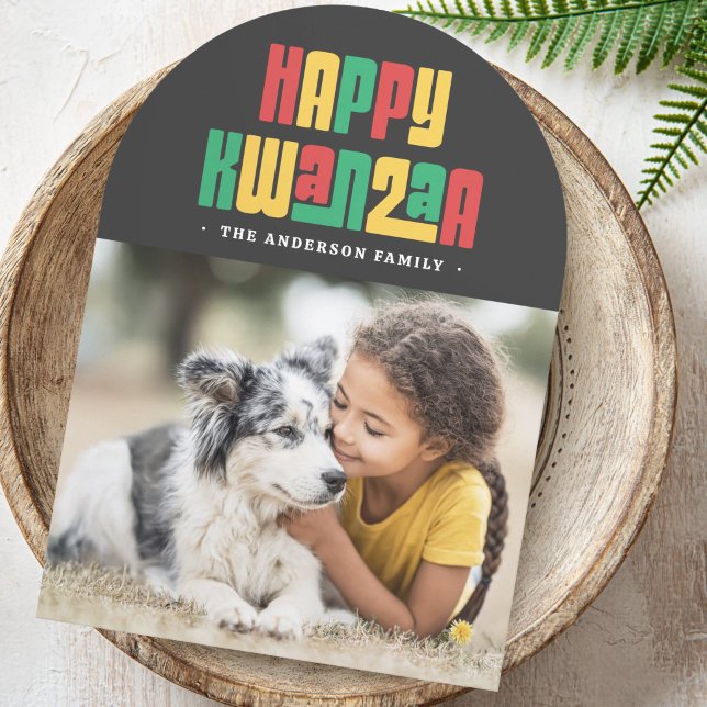 Happy Kwanzaa red green yellow photo Holiday Card (Happy Kwanzaa red green yellow photo Holiday Card)