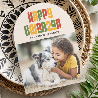 Happy Kwanzaa red green yellow photo Holiday Card