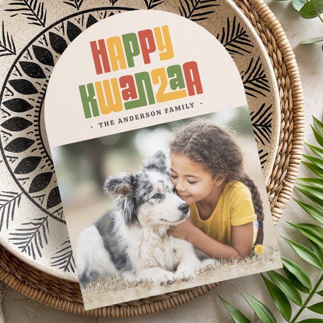 Happy Kwanzaa red green yellow photo Holiday Card (Happy Kwanzaa red green yellow photo Holiday Card)