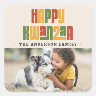 Happy Kwanzaa red green yellow photo Square Sticker
