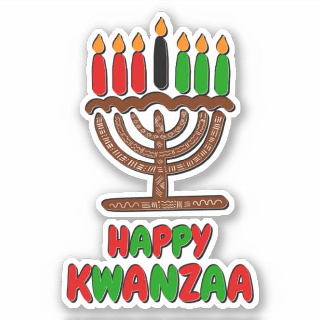 Happy Kwanzaa Red Yellow Green Candles Sticker (Front)