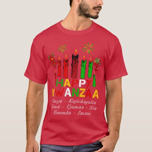 Happy Kwanzaa Seven Candles Principles Africa Cele T_Shirt