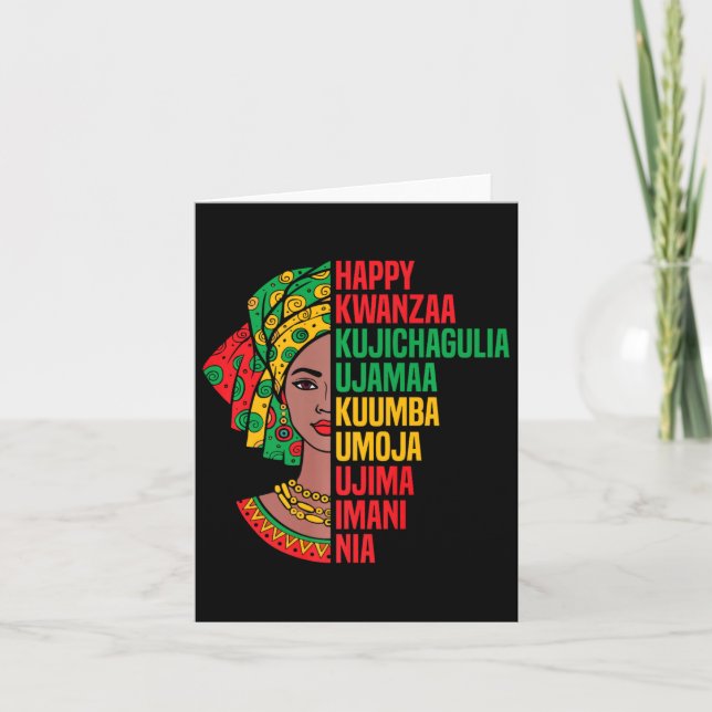 Happy Kwanzaa Seven Principles African Headwrap Gr Card (Front)