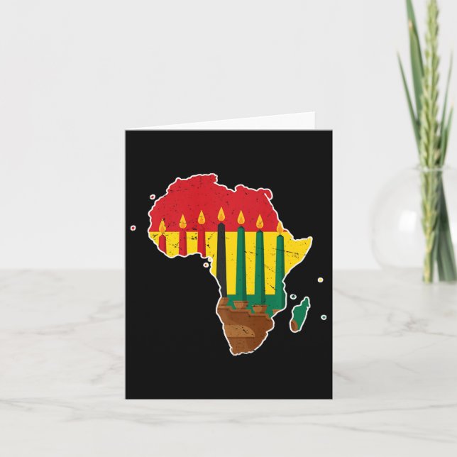 Happy Kwanzaa Seven Principles Kinara Candles Afri Card (Front)