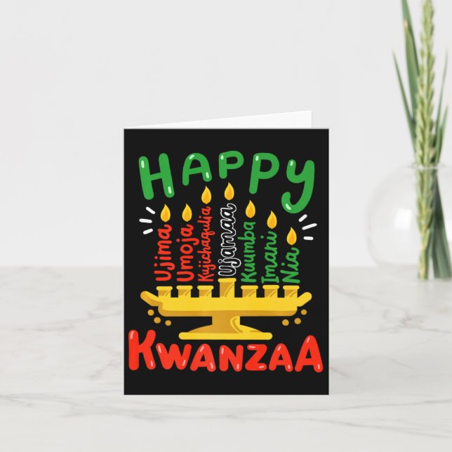 Happy Kwanzaa Seven Principles Kinara Candles Men  Card (Front)