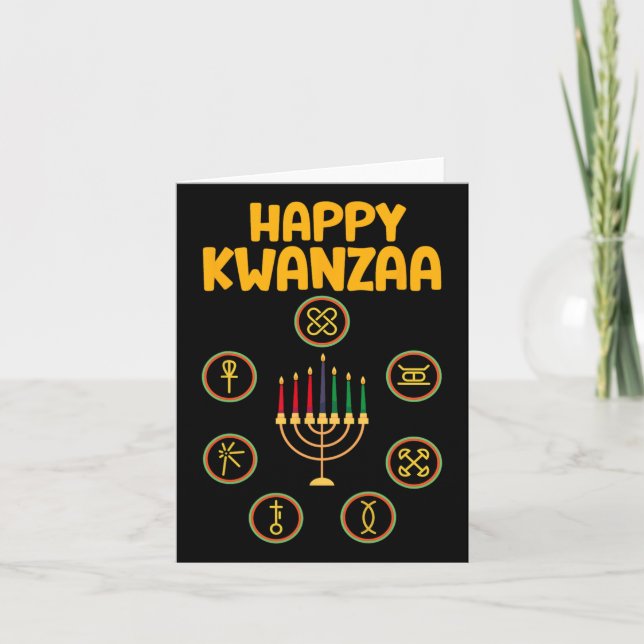 Happy Kwanzaa Seven Principles Of Kwanzaa Kinara M Card (Front)