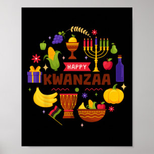 Happy Kwanzaa Seven Principles Of Kwanzaa Kinara M Poster