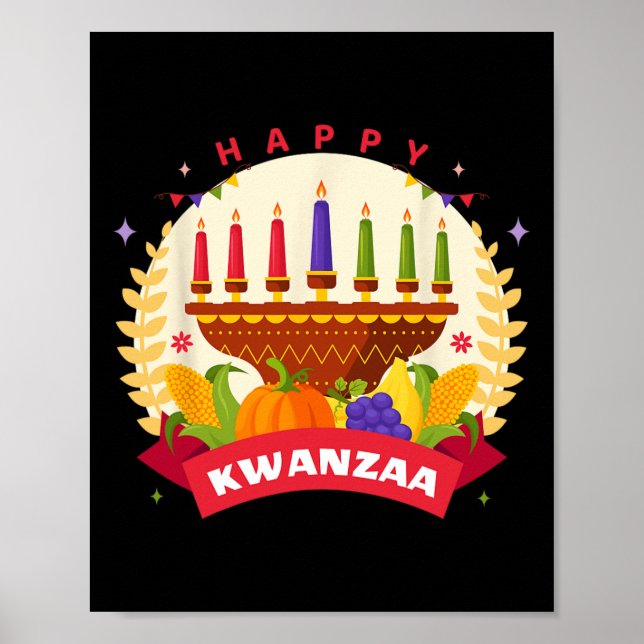 Happy Kwanzaa Seven Principles Of Kwanzaa Kinara M Poster (Front)
