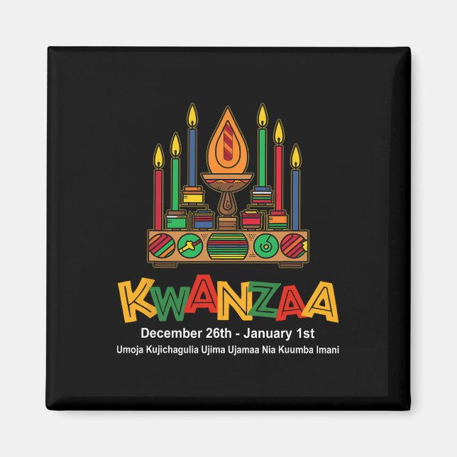 Happy Kwanzaa Seven Principles Of Kwanzaa - Kinara Magnet (Front)