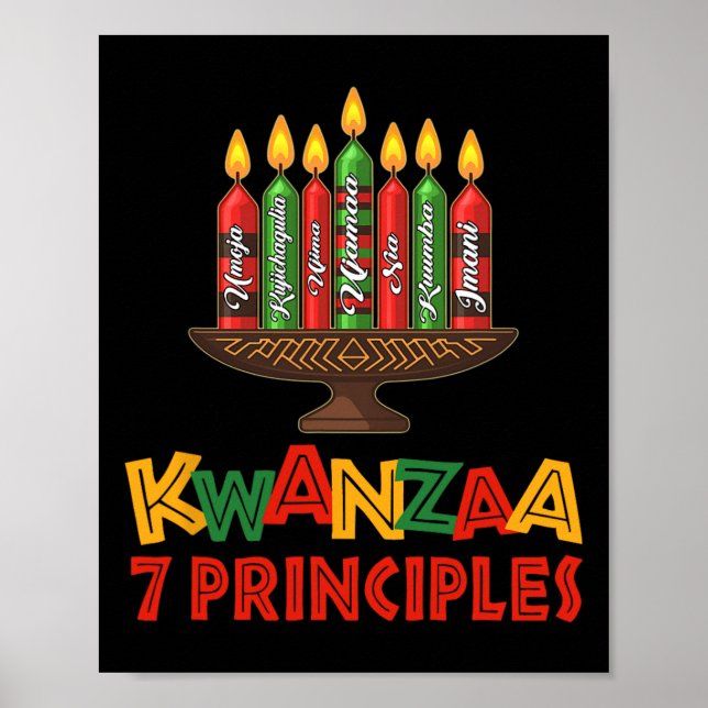 Happy Kwanzaa Seven Principles Of Kwanzaa - Kinara Poster (Front)