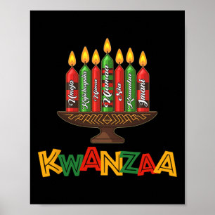 Happy Kwanzaa Seven Principles Of Kwanzaa - Kinara Poster