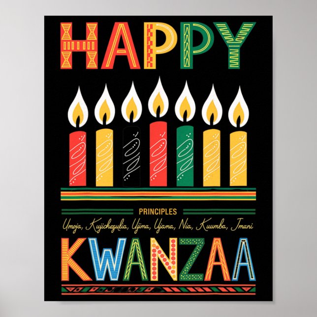 Happy Kwanzaa Seven Principles Of Kwanzaa Men Wome Poster (Front)