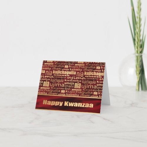 Happy Kwanzaa Seven Principles RedFaux Gold  Card