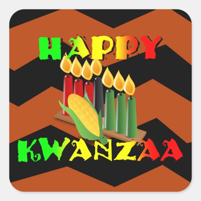 HAPPY KWANZAA SQUARE STICKER (Front)