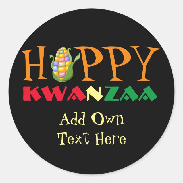Happy Kwanzaa Stickers 4 Favors Gifts Personalized (Front)