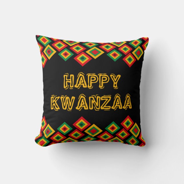 Happy KWANZAA Throw Pillow (Front)