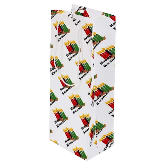 Happy Kwanzaa Wine Gift Bag (Front Angled)
