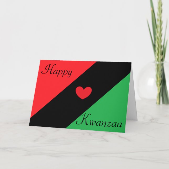 Happy Kwanzaa with Heart Holiday Card (Front)