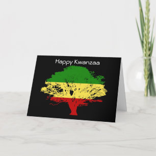 Happy Kwanzaa with tree in African colors Holiday Card