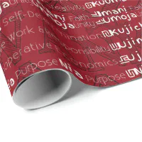 Red Black Green Kinara Typography Happy Kwanzaa Wrapping Paper