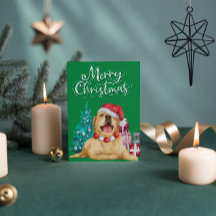 Happy Lab Retriever Green Holiday Postcard