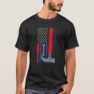 Happy Labor Day 2022 Mechanic Tools And Usa Flag M T-Shirt