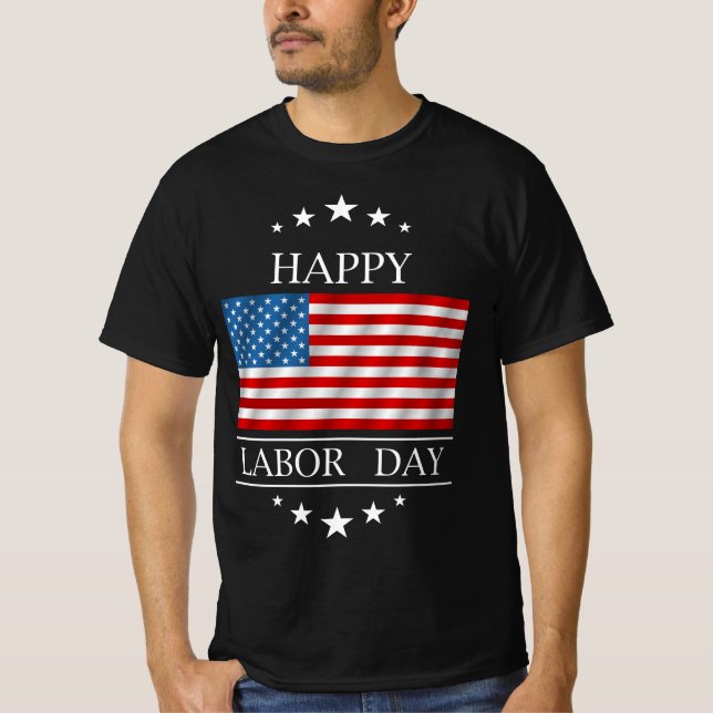 Happy Labor Day 2023 American Flag Labor Day T-Shirt (Front)