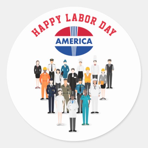 Happy Labor Day America Classic Round Sticker