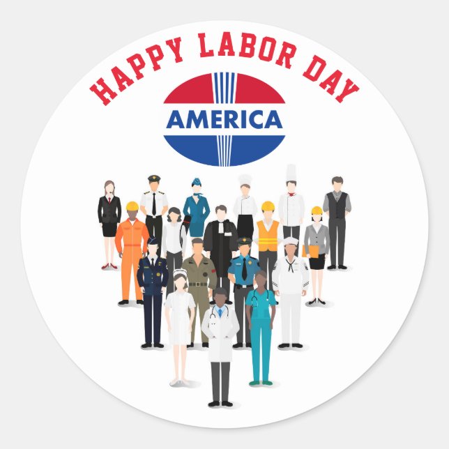 Happy Labor Day America Classic Round Sticker (Front)