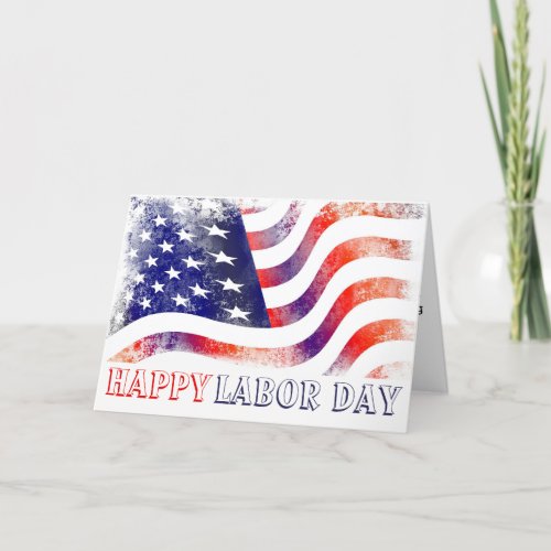 Happy Labor Day American Flag  Card