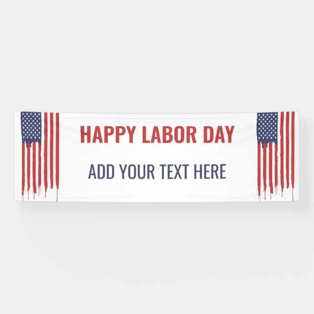 Happy Labor Day American Flag Graffiti  Banner (Horizontal)
