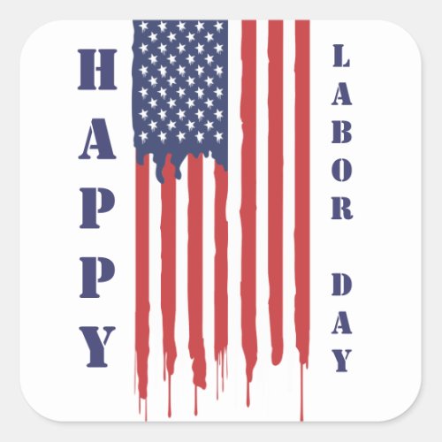 Happy Labor Day American Flag Graffiti  Square Sticker