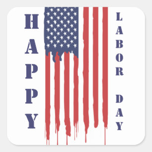 Happy Labor Day American Flag Graffiti Square Sticker