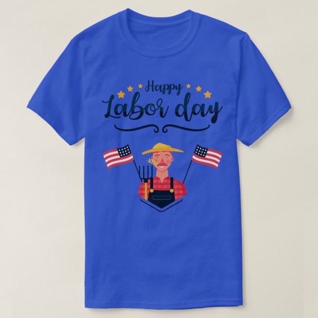 Happy Labor Day American Flag Labor DayMilitaryPat T-Shirt (Design Front)