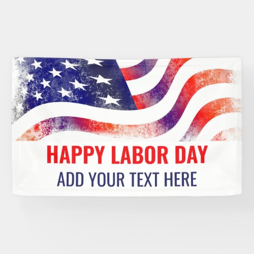 Happy Labor Day American Flag Personalized Banner