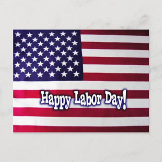 Happy Labor Day American Flag Postcard