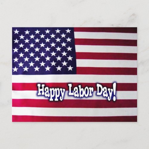 Happy Labor Day American Flag Postcard