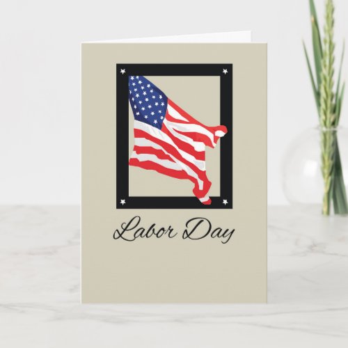 Happy Labor Day American Flag Tan Card
