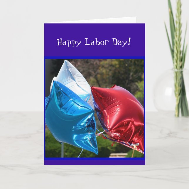 Happy Labor Day Ballon greeting cars Card (Front)