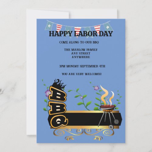Happy Labor Day BBQ invitation editable