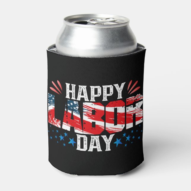 Happy Labor Day Can Cooler (Can Front)