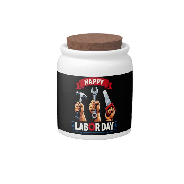 Happy Labor-day Candy Jar (Front)