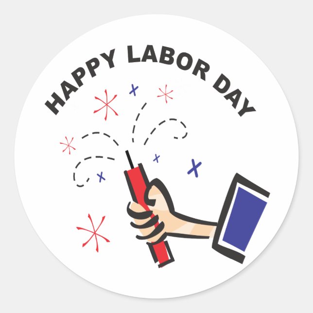 Happy Labor Day Classic Round Sticker (Front)