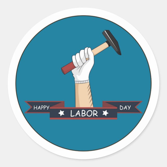 Happy Labor Day Classic Round Sticker (Front)