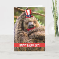 Happy Labor Day Cute Patriotic Sleeping Sloth 