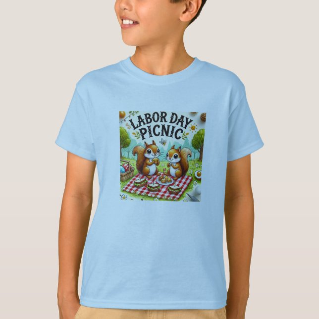 Happy Labor Day Cute Squirrels T-shirt (Front)