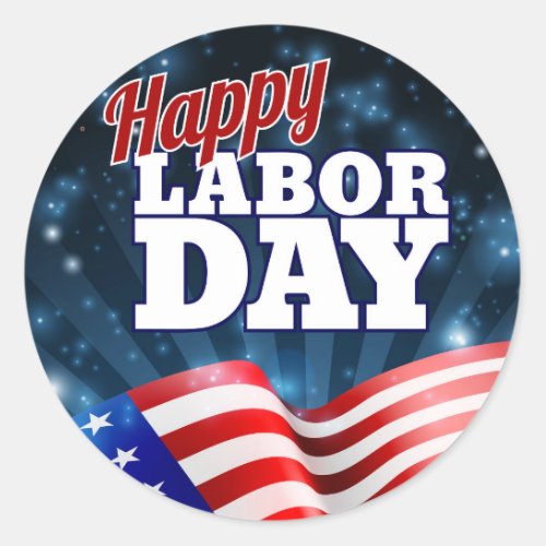 Happy Labor Day Design Classic Round Sticker