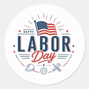 Happy Labor Day / Día del Trabajo Clásico Classic Round Sticker